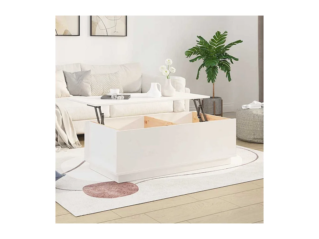 Table basse Blanc 100x50x35 cm Bois massif de pin