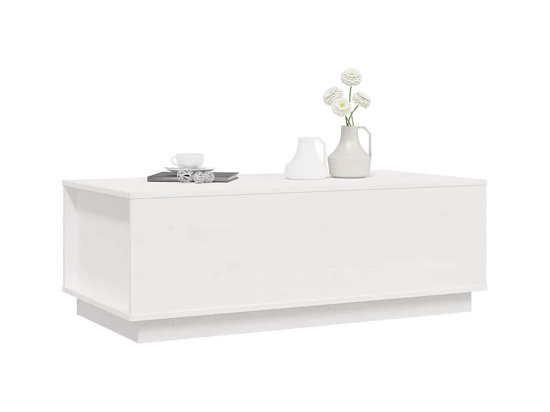 Table basse Blanc 100x50x35 cm Bois massif de pin