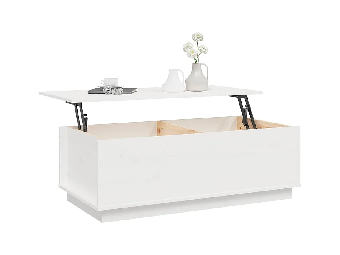 Table basse Blanc 100x50x35 cm Bois massif de pin