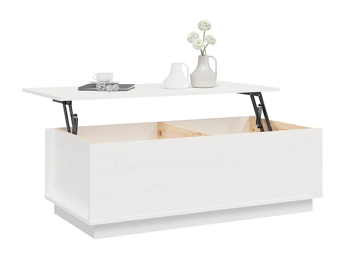 Table basse Blanc 100x50x35 cm Bois massif de pin
