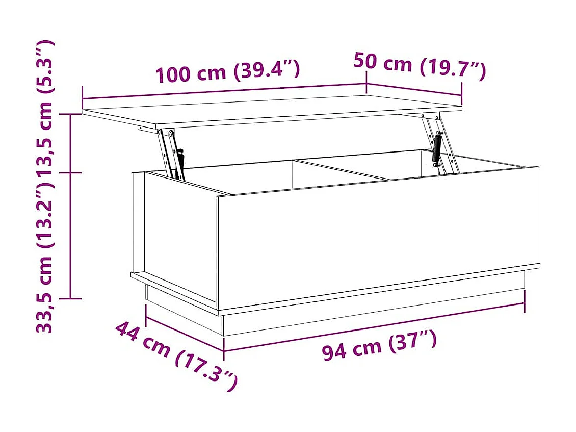 Table basse Blanc 100x50x35 cm Bois massif de pin