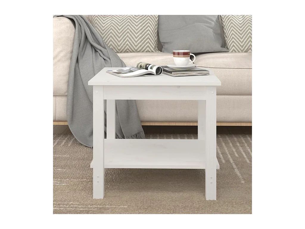 Table basse Blanc 50x50x45 cm Bois massif de pin