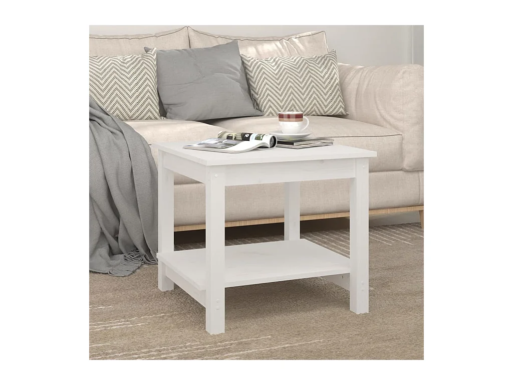 Table basse Blanc 50x50x45 cm Bois massif de pin