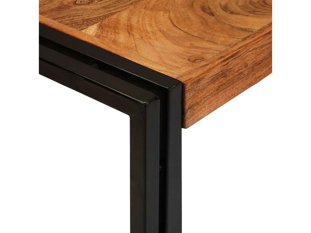 Tables d'appoint 3 pcs Marron et noir Bois d'acacia massif