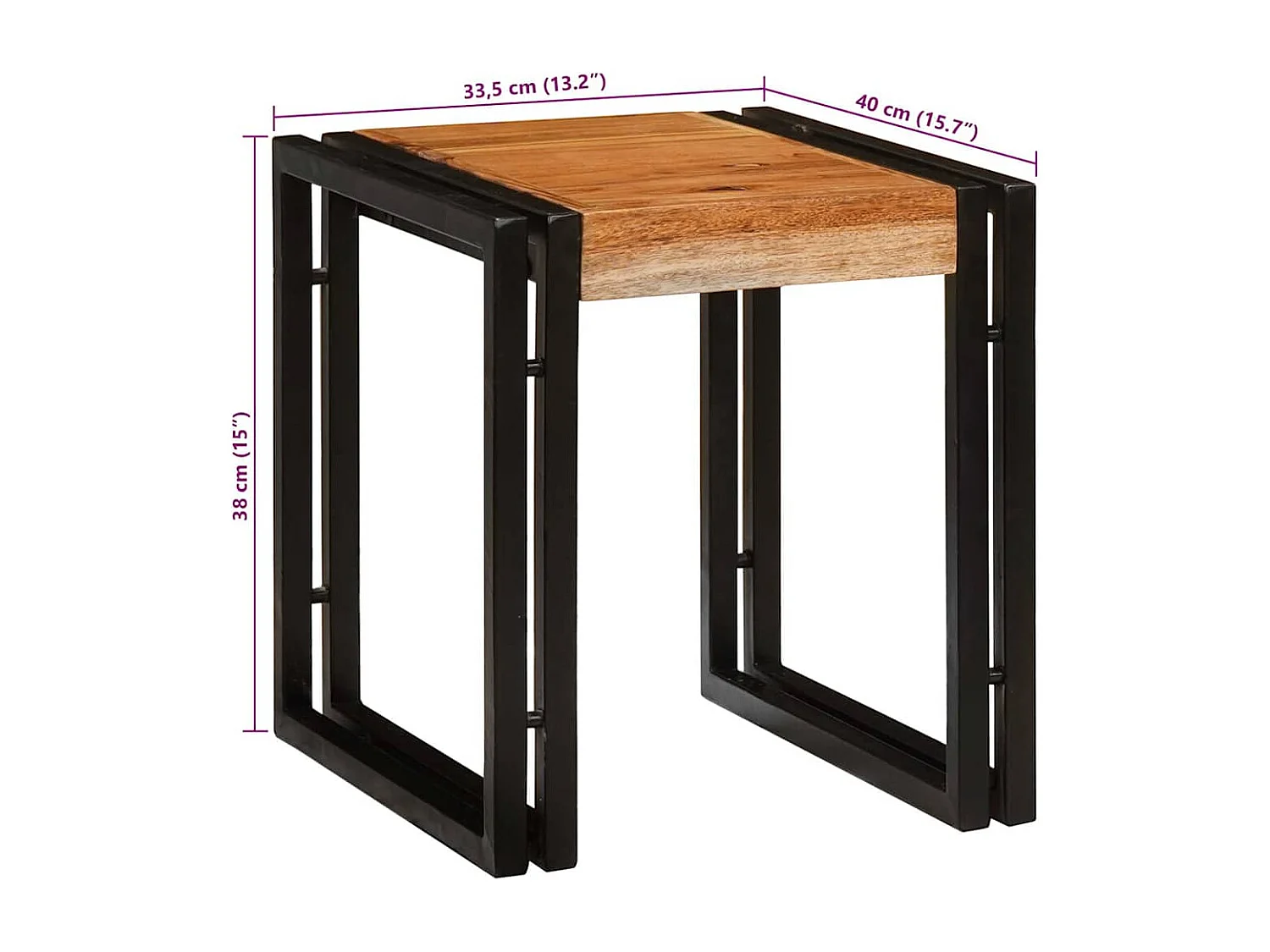 Tables d'appoint 3 pcs Marron et noir Bois d'acacia massif