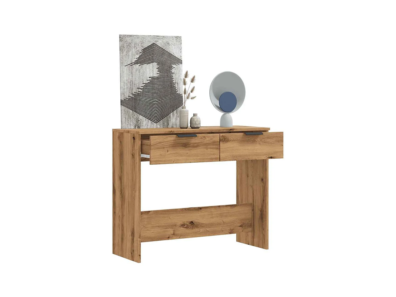 Table console chêne artisanal 90x36x75 cm bois d'ingénierie