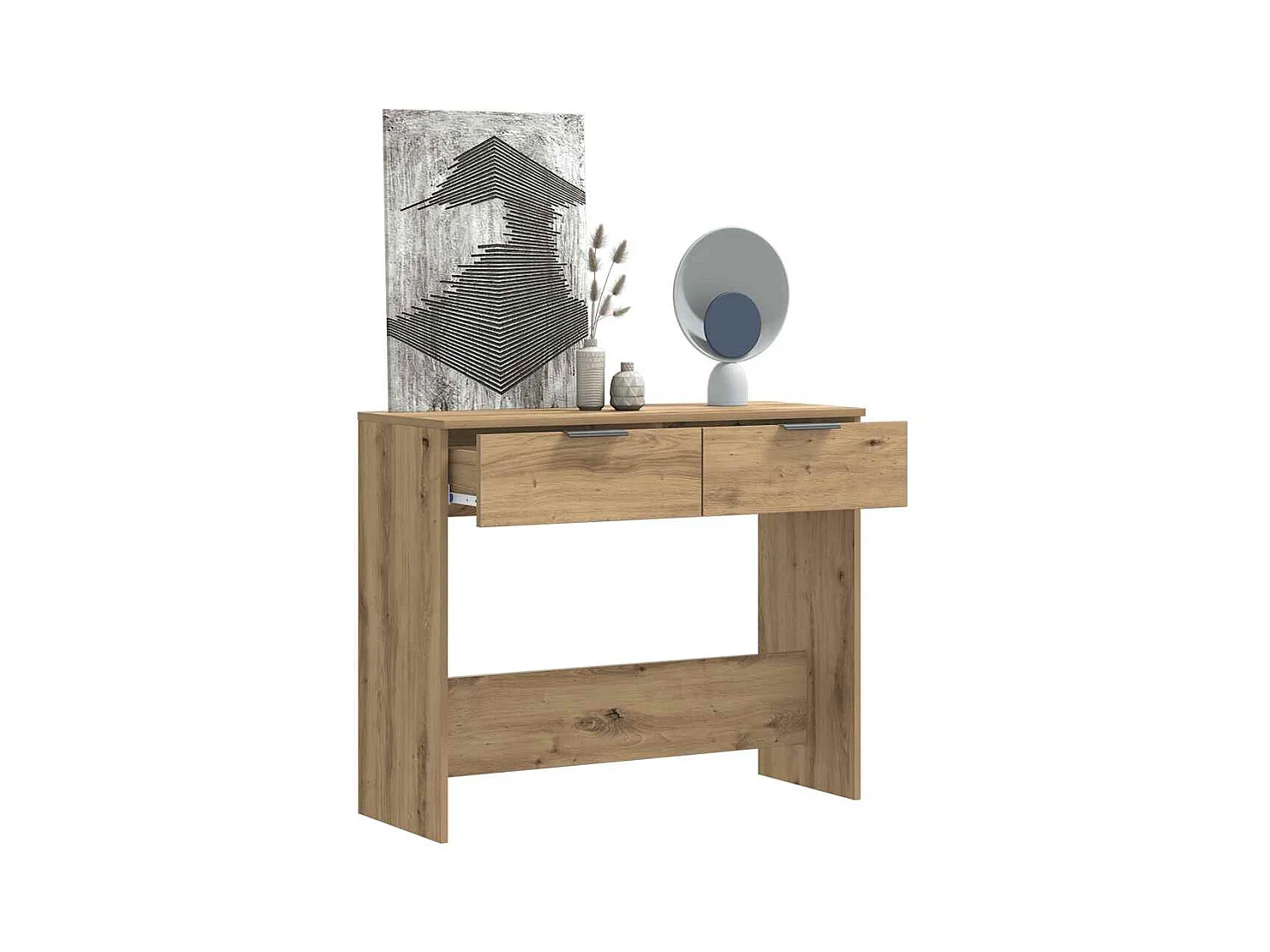 Table console chêne artisanal 90x36x75 cm bois d'ingénierie