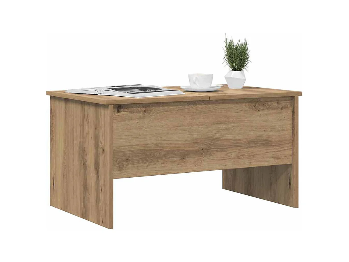 Mesa de centro de roble hecha a mano 80 x 50,5 x 42,5 cm