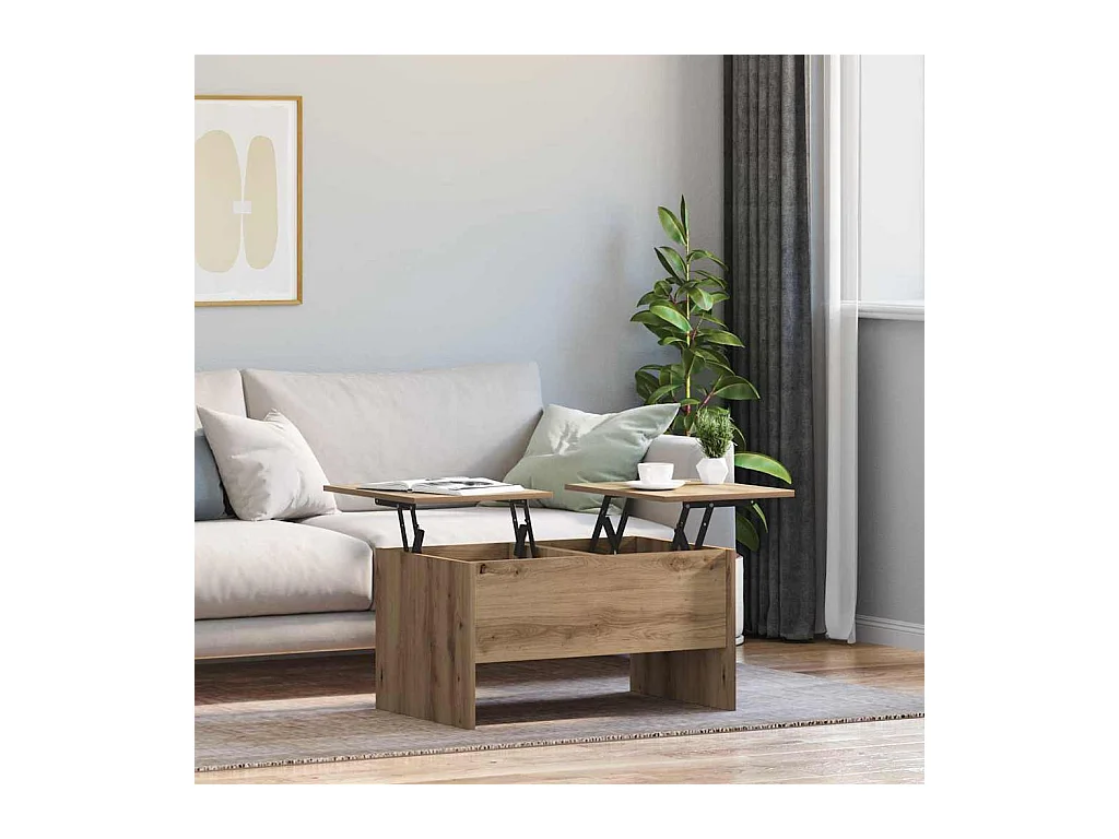 Mesa de centro de roble hecha a mano 80 x 50,5 x 42,5 cm