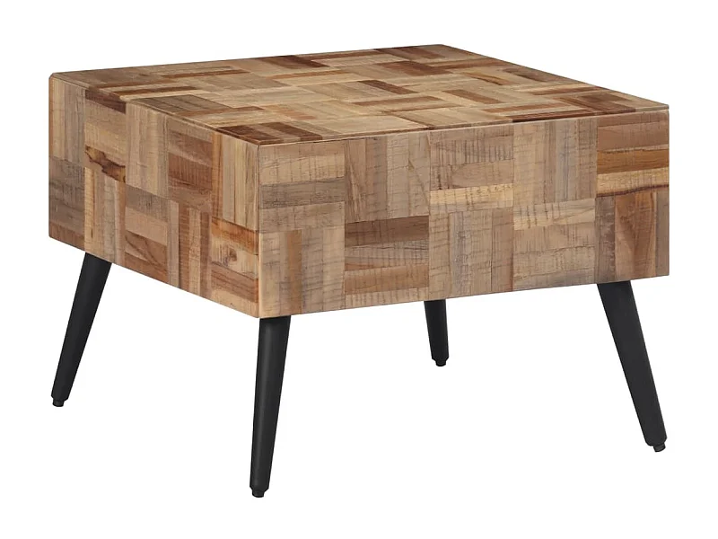 Grijze salontafel 55x55x40 cm massief gerecycled teakhout