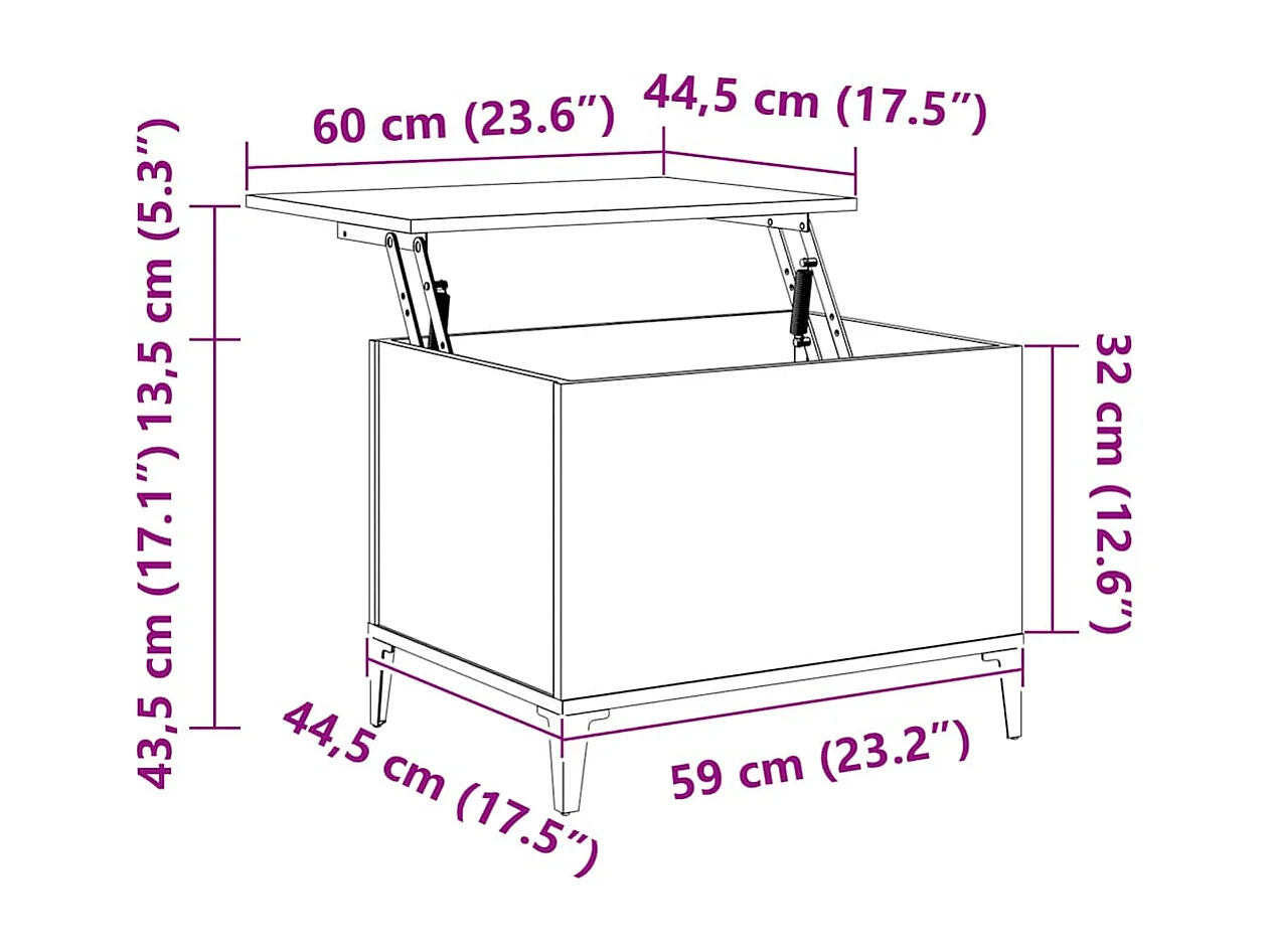 Sonoma salontafel grijs 60x44,5x45 cm Technisch hout