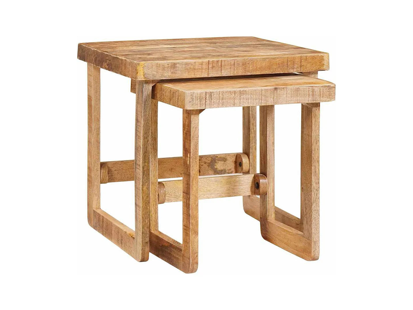 Tavolini laterali marroni in legno massello di mango