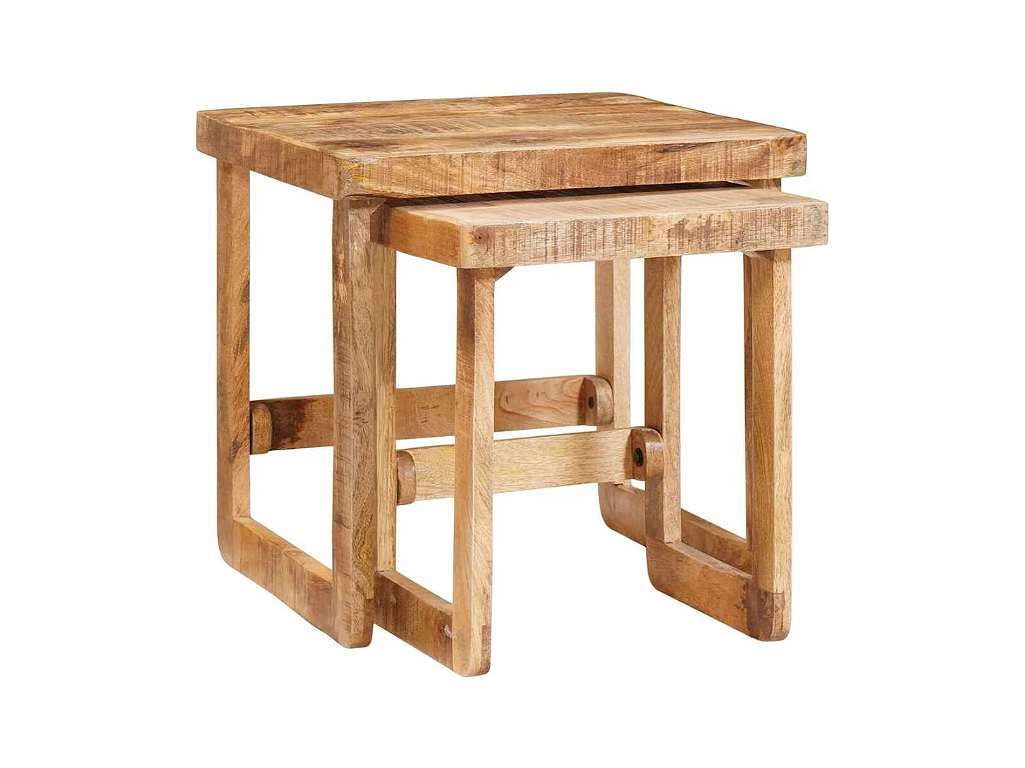 Tavolini laterali marroni in legno massello di mango