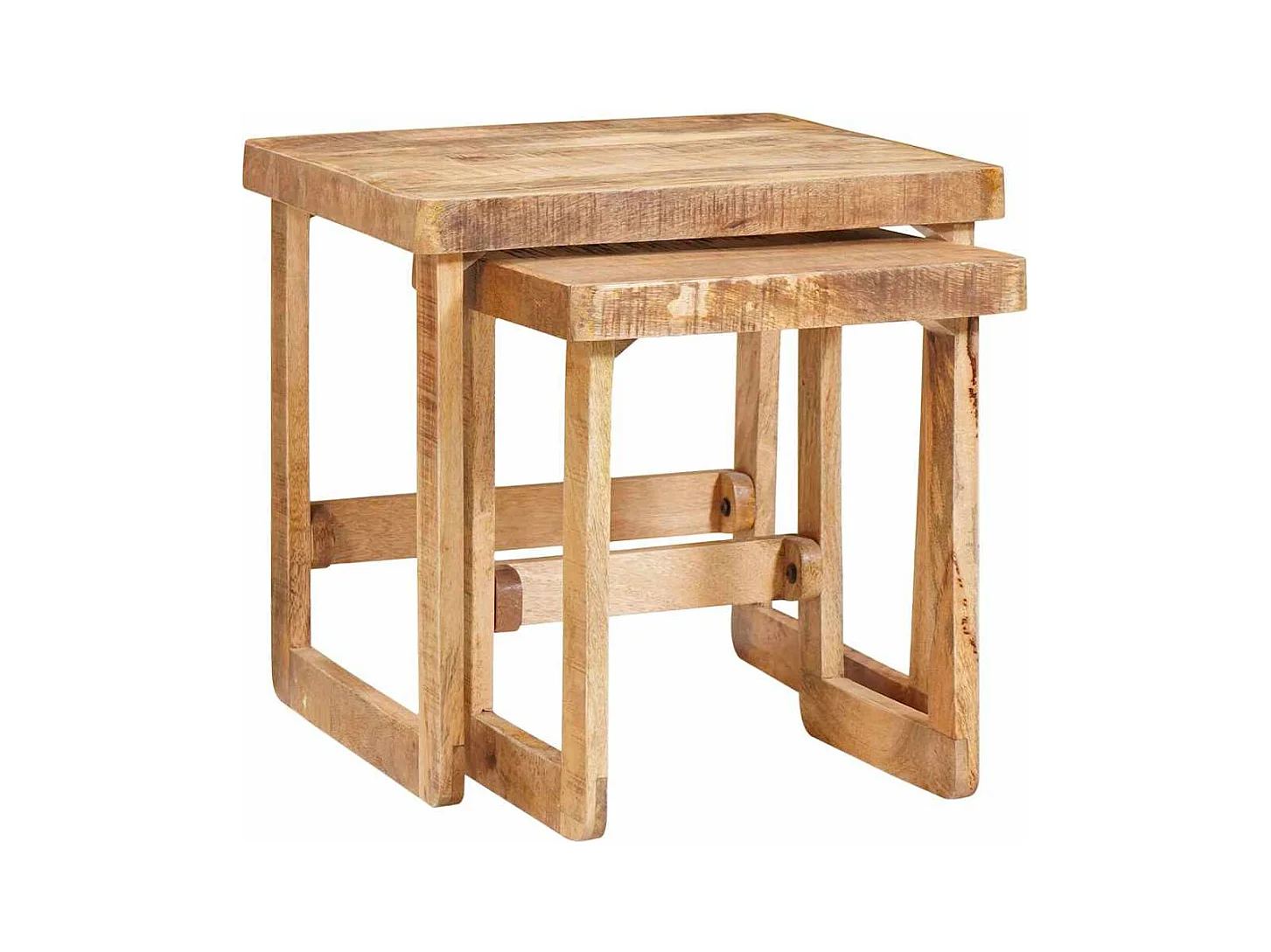 Tavolini laterali marroni in legno massello di mango