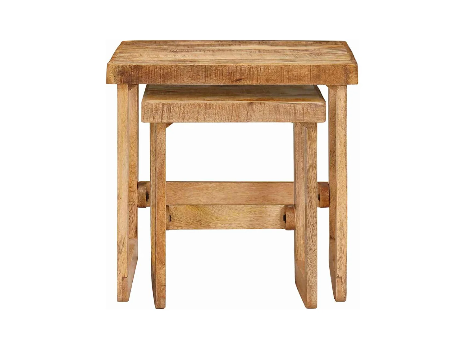 Tavolini laterali marroni in legno massello di mango