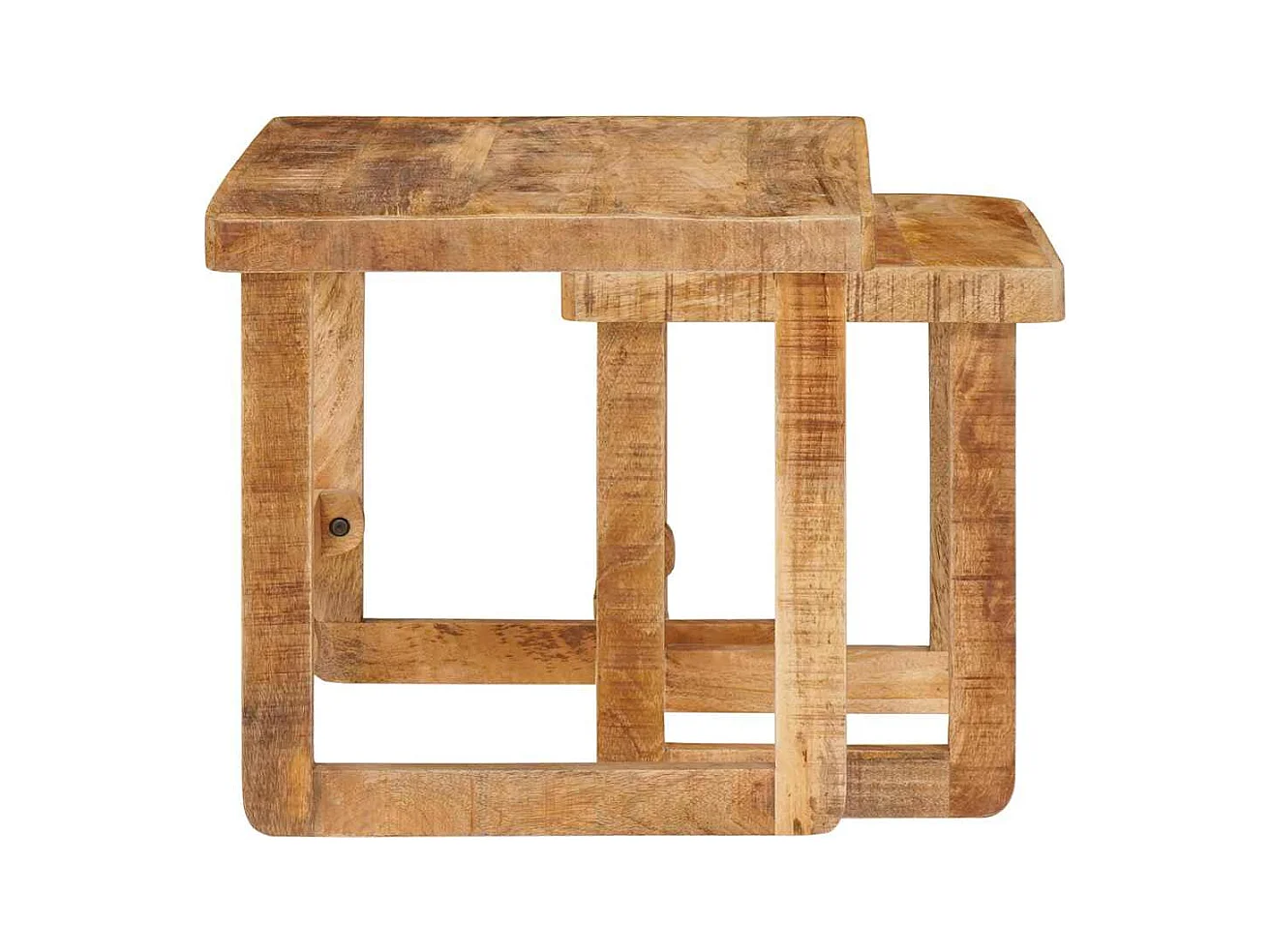 Tavolini laterali marroni in legno massello di mango