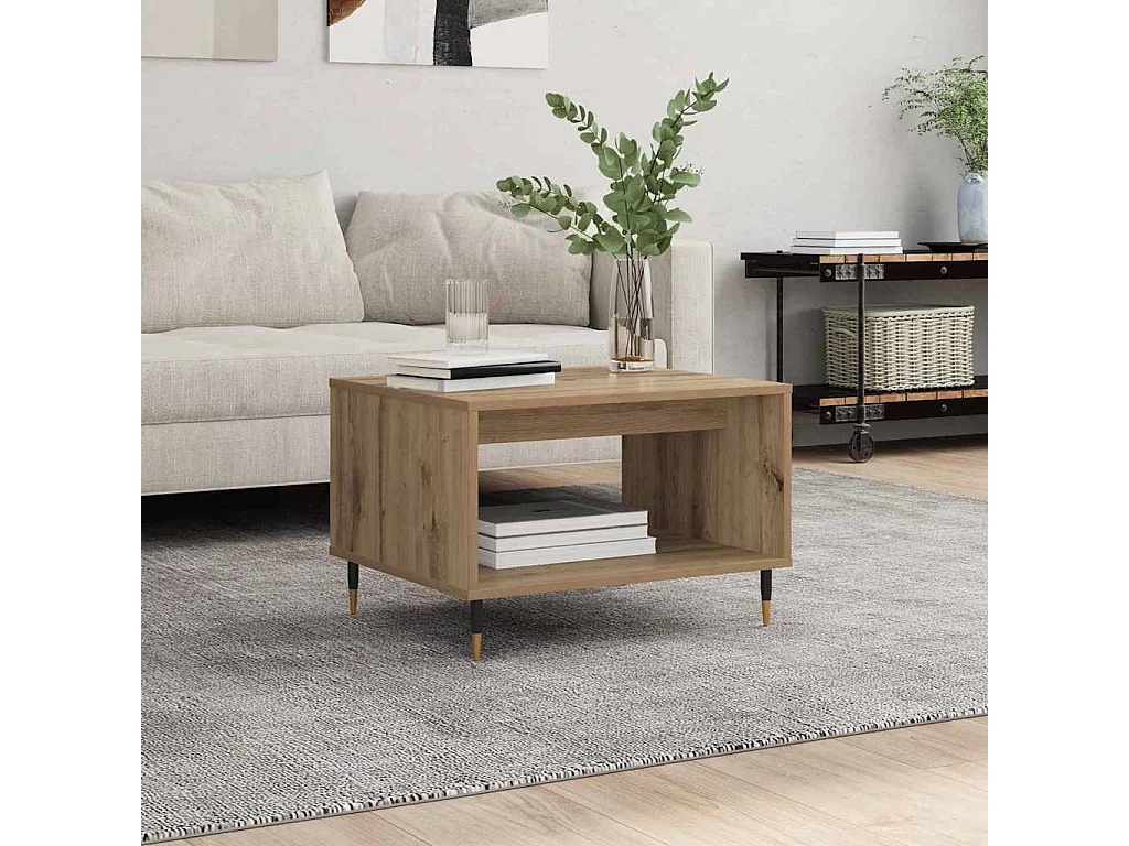 Handgemaakte eikenhouten salontafel 60 x 50 x 40 cm Technisch hout