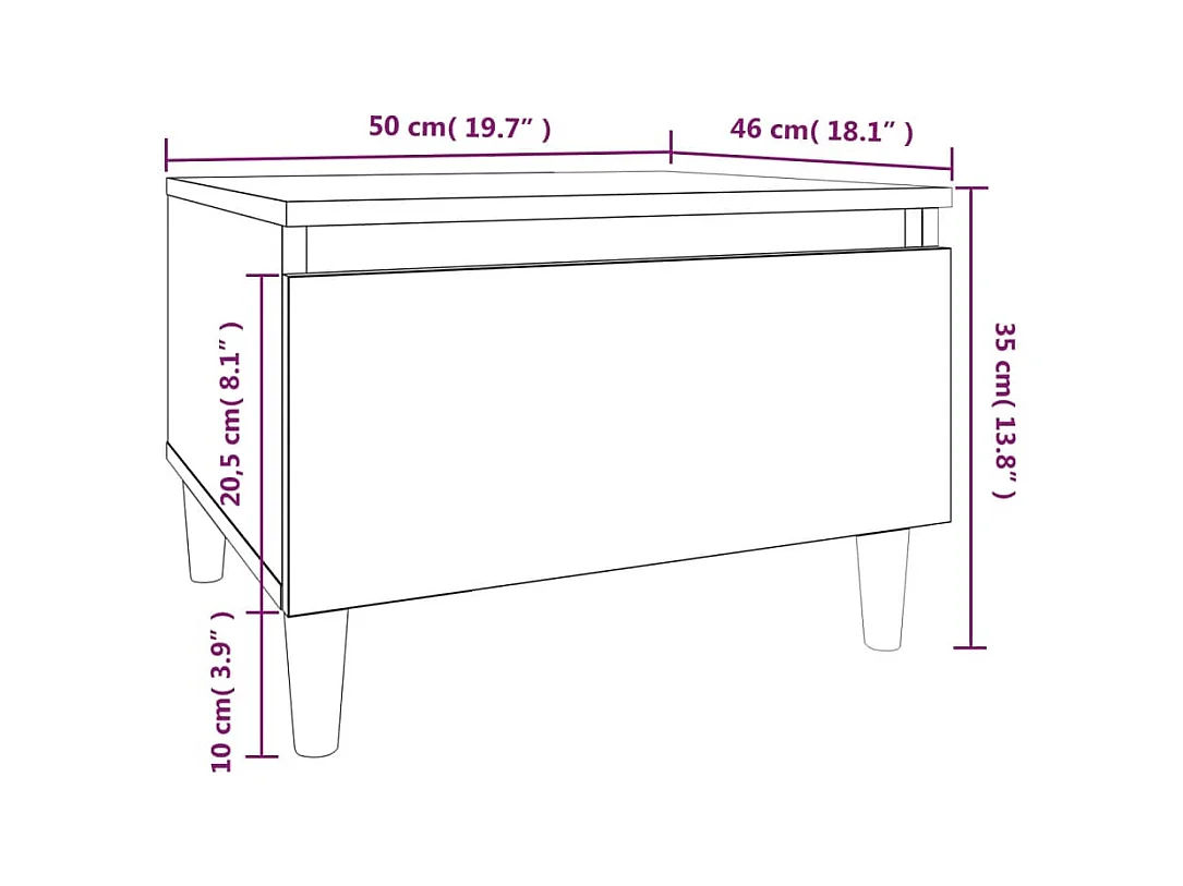 Table d'appoint Noir 50x46x35 cm Bois d'ingénierie