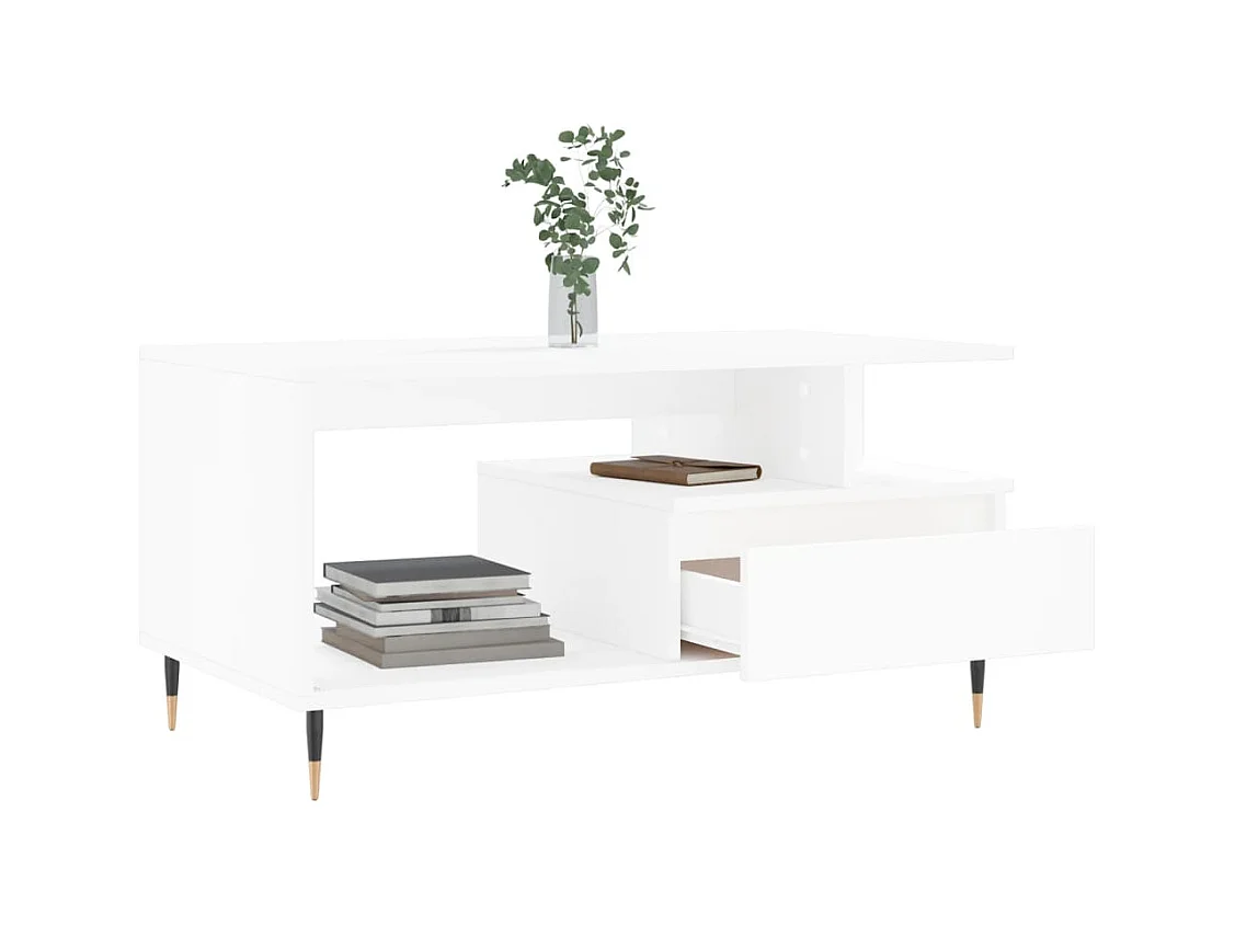 Table basse Blanc 90x49x45 cm Bois d'ingénierie