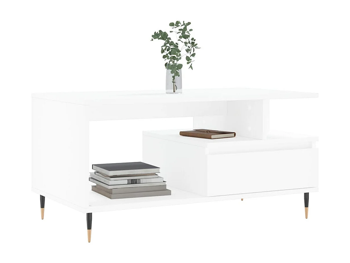 Table basse Blanc 90x49x45 cm Bois d'ingénierie