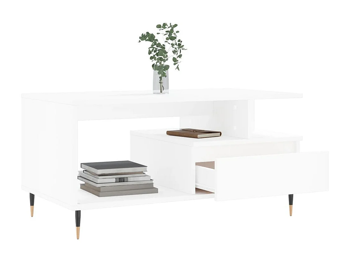 Table basse Blanc 90x49x45 cm Bois d'ingénierie