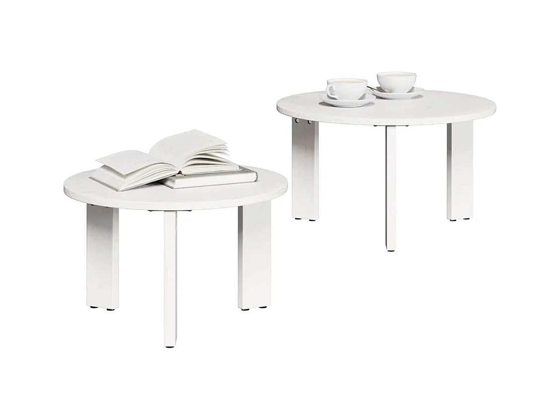 Table basse 2 pcs Blanc 47,5 x 47,5 x 27 cm Bois de pin massif