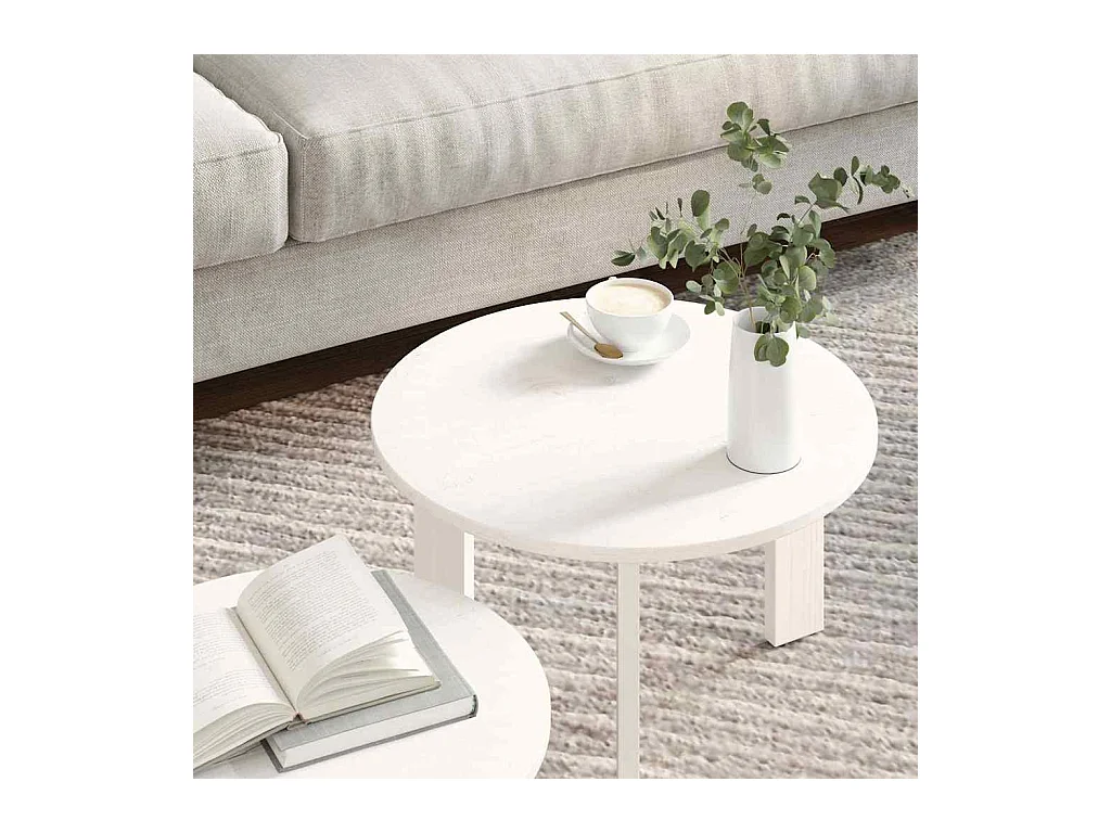 Table basse 2 pcs Blanc 47,5 x 47,5 x 27 cm Bois de pin massif