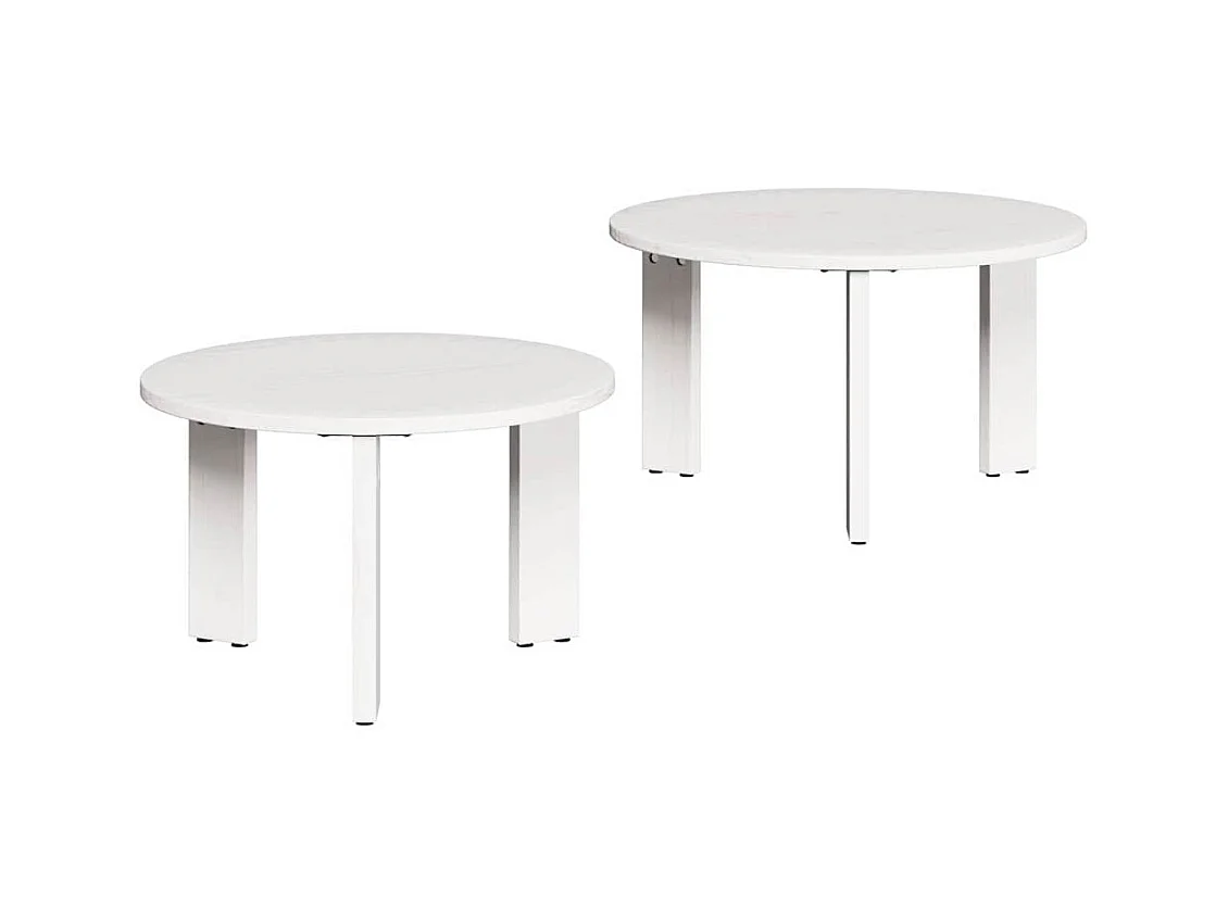 Table basse 2 pcs Blanc 47,5 x 47,5 x 27 cm Bois de pin massif
