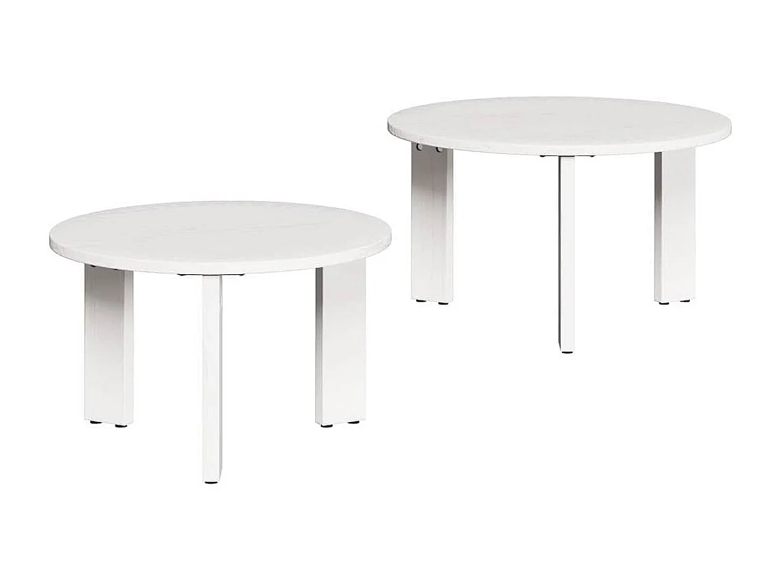 Table basse 2 pcs Blanc 47,5 x 47,5 x 27 cm Bois de pin massif