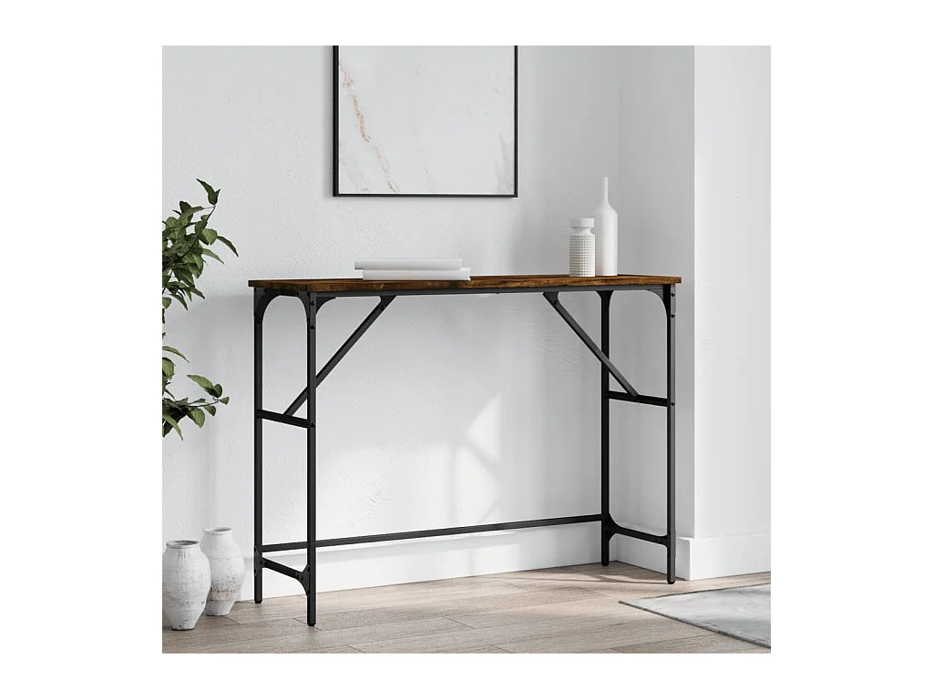 Table console chêne fumé 100x32x75 cm bois d'ingénierie