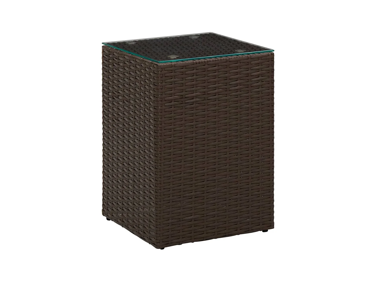 3-delige bijzettafels met glazen blad Bruin Poly Rattan