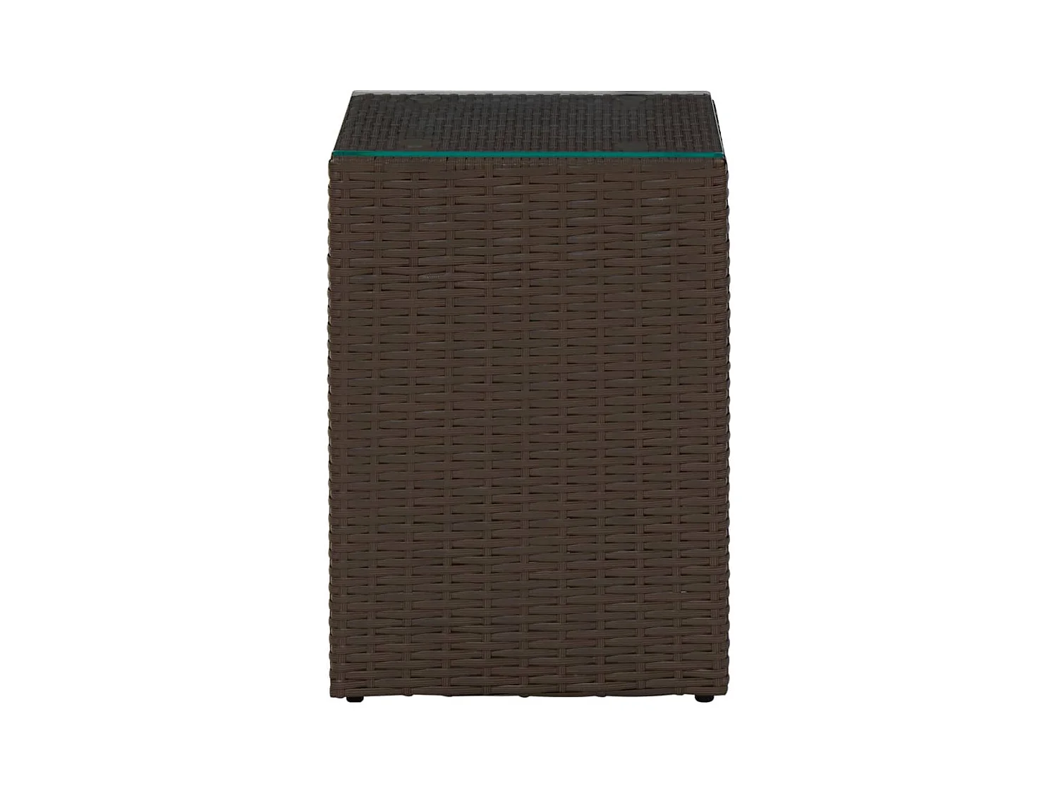 3-delige bijzettafels met glazen blad Bruin Poly Rattan