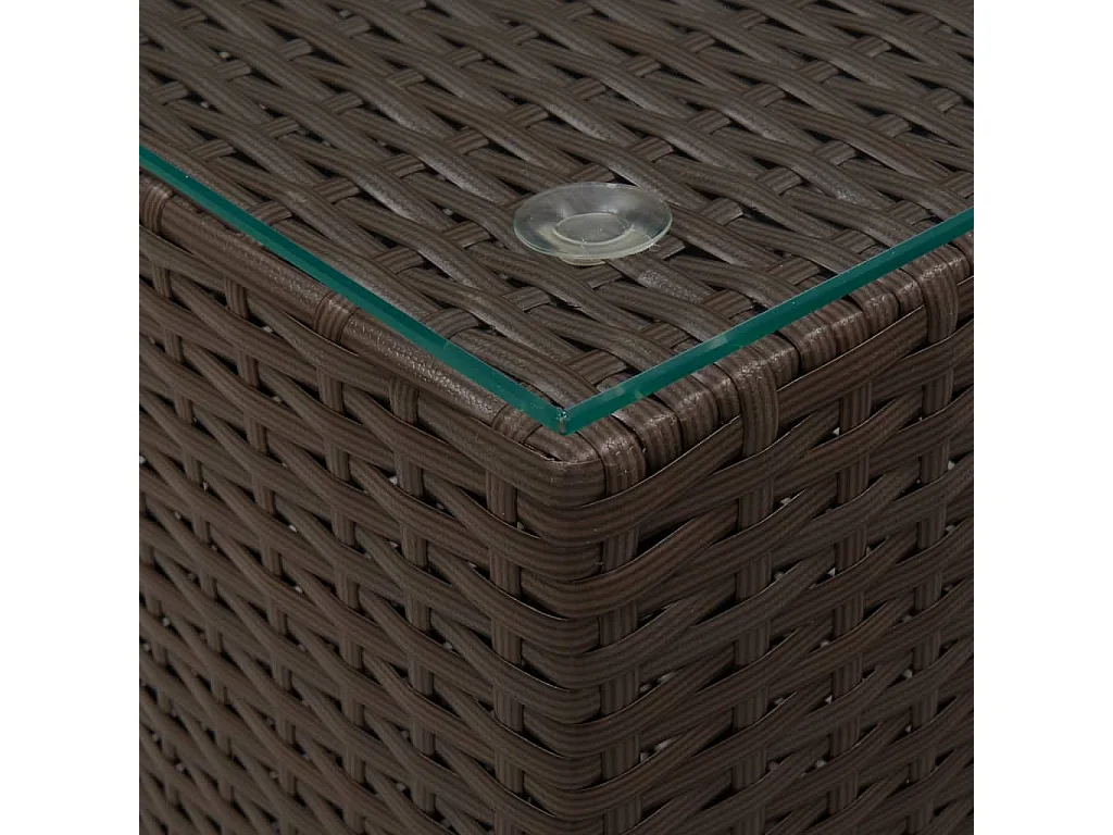 3-delige bijzettafels met glazen blad Bruin Poly Rattan