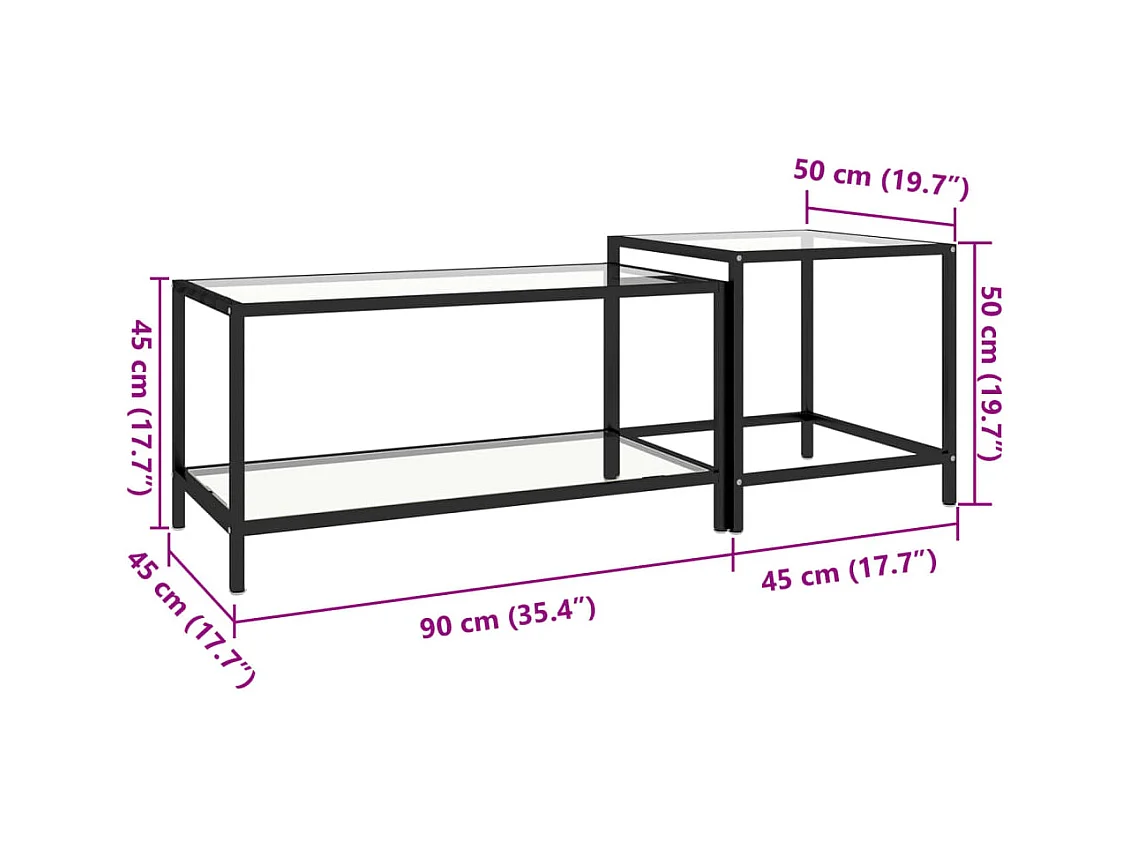 Theetafels 2 stuks Gehard Glas Transparant