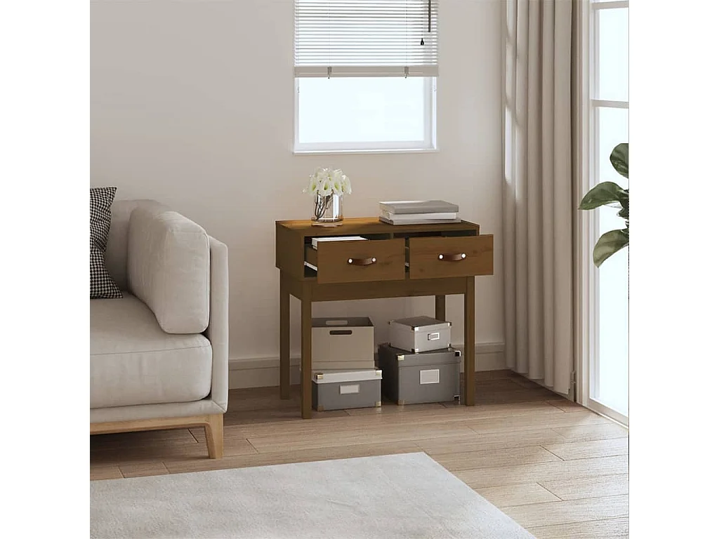 Honingbruine consoletafel 76,5x40x75 cm massief grenenhout