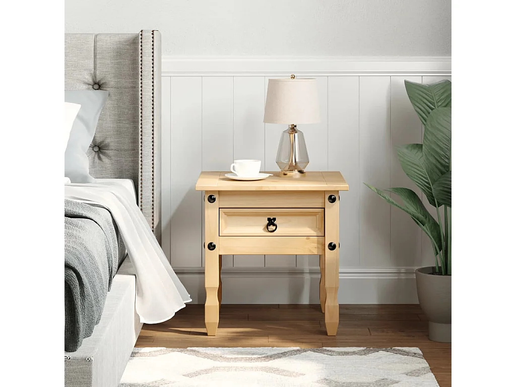 Table d'appoint Corona 50x50x50 cm bois de pin massif
