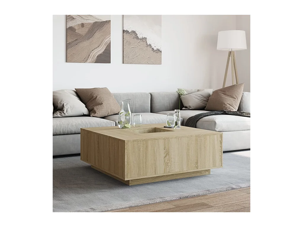 Mesa de centro de roble Sonoma 100x100x40 cm madera de ingeniería