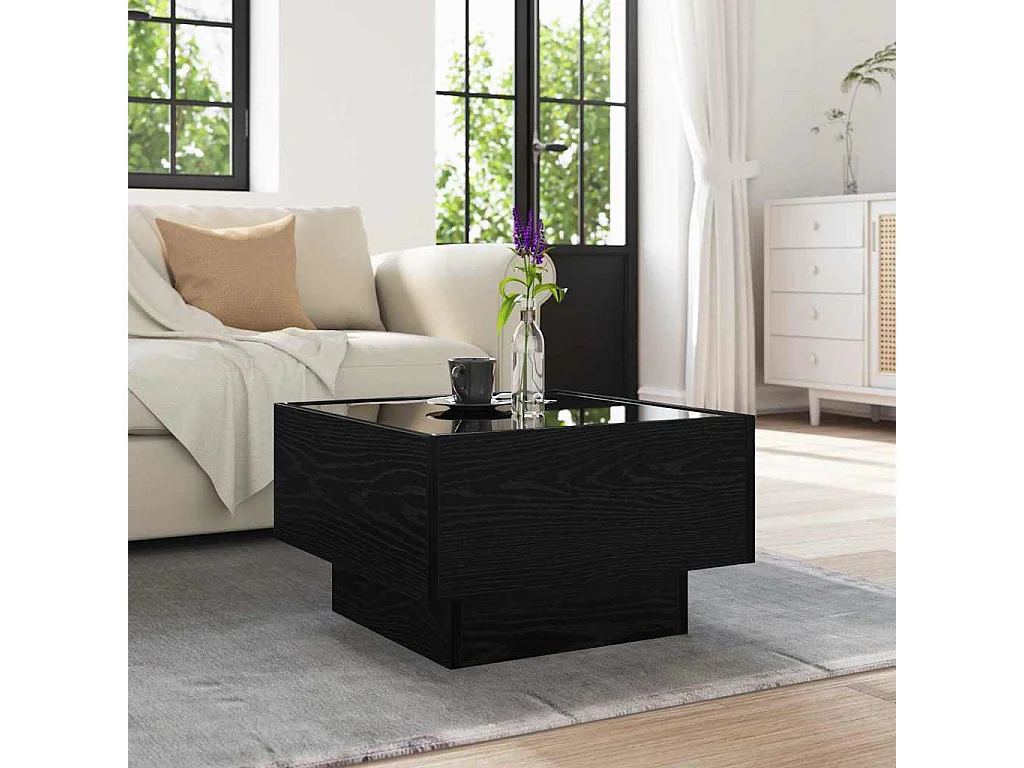 Couchtisch Eiche schwarz 50 x 50 x 30 cm Holzwerkstoff