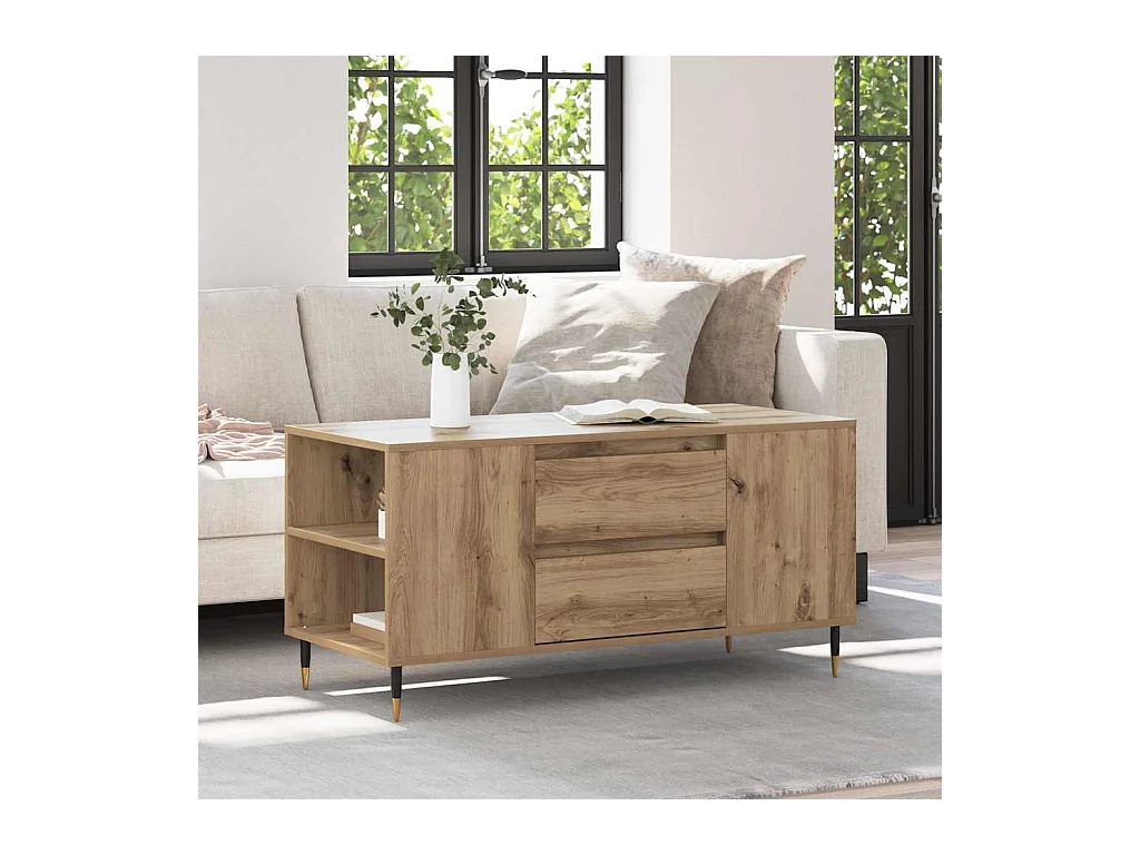 Table basse with Drawer chêne artisanal 102 x 44,5 x 50 cm