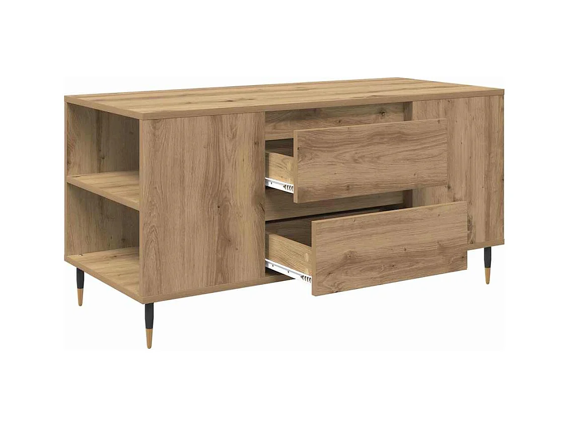 Mesa de centro con cajón, roble artesanal, 102 x 44,5 x 50 cm