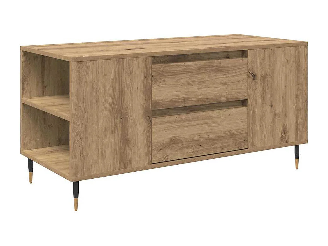 Salontafel met lade, handgemaakt eikenhout, 102 x 44,5 x 50 cm