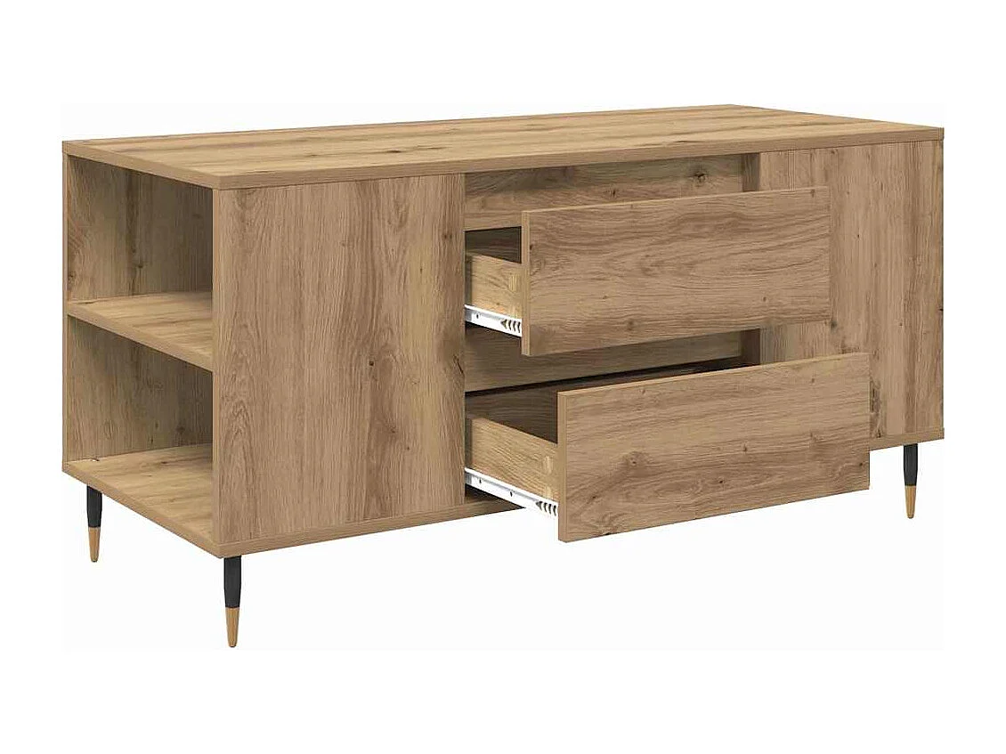 Salontafel met lade, handgemaakt eikenhout, 102 x 44,5 x 50 cm