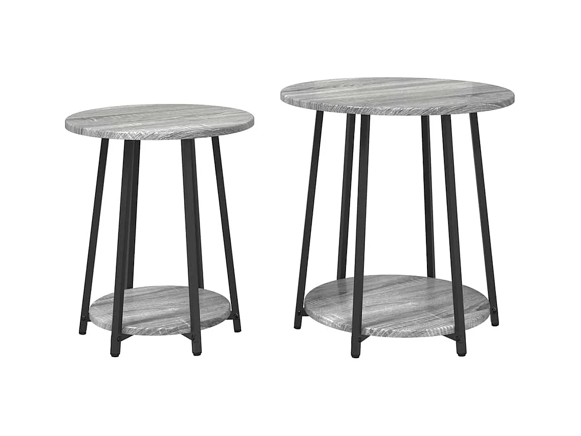 Ensemble de tables d'appoint 2 pcs Gris sonoma et Noir