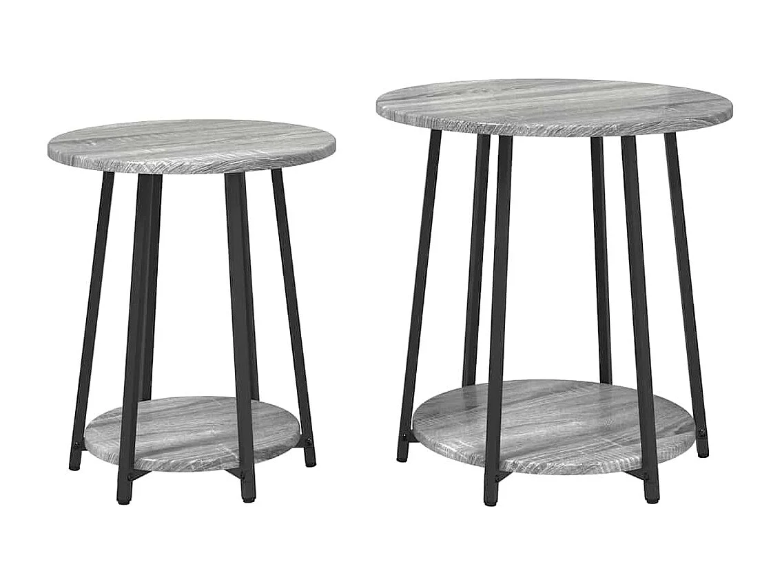 Ensemble de tables d'appoint 2 pcs Gris sonoma et Noir