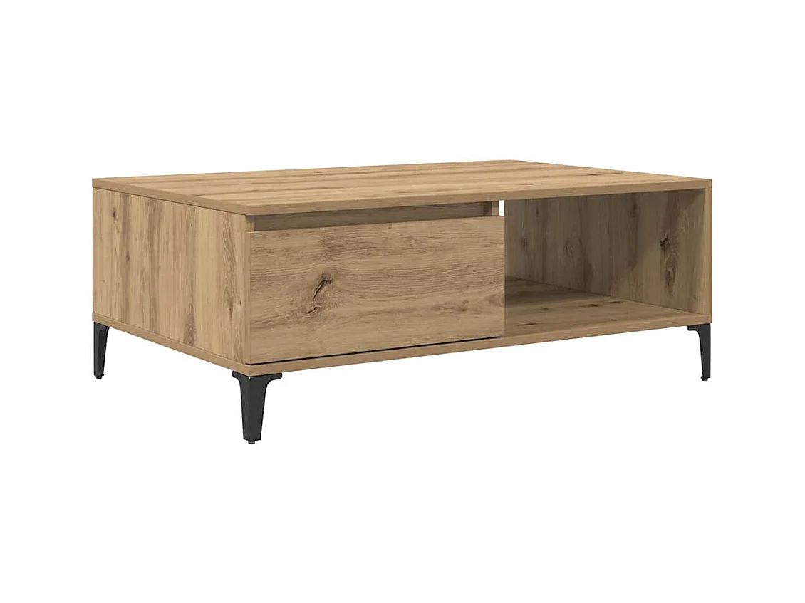 Tavolino da caffè in rovere fatto a mano 90 x 60 x 35 cm Legno ingegnerizzato