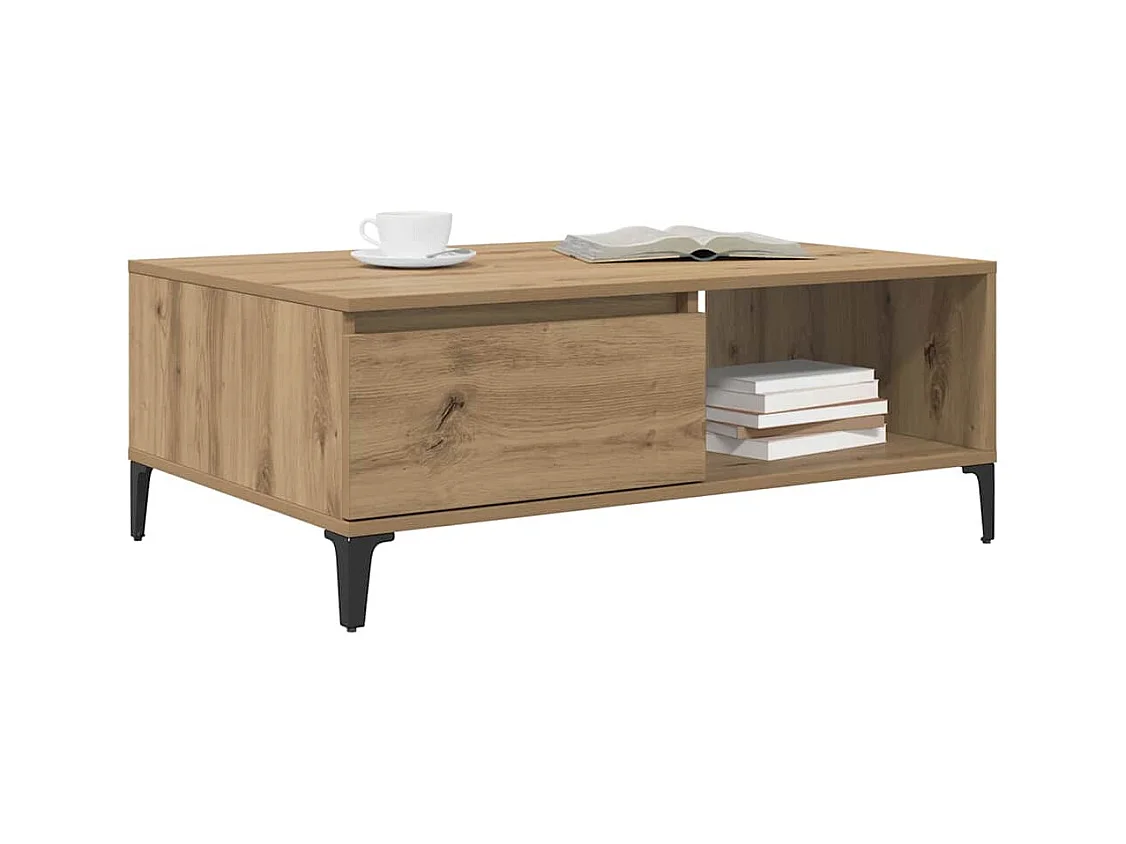 Tavolino da caffè in rovere fatto a mano 90 x 60 x 35 cm Legno ingegnerizzato