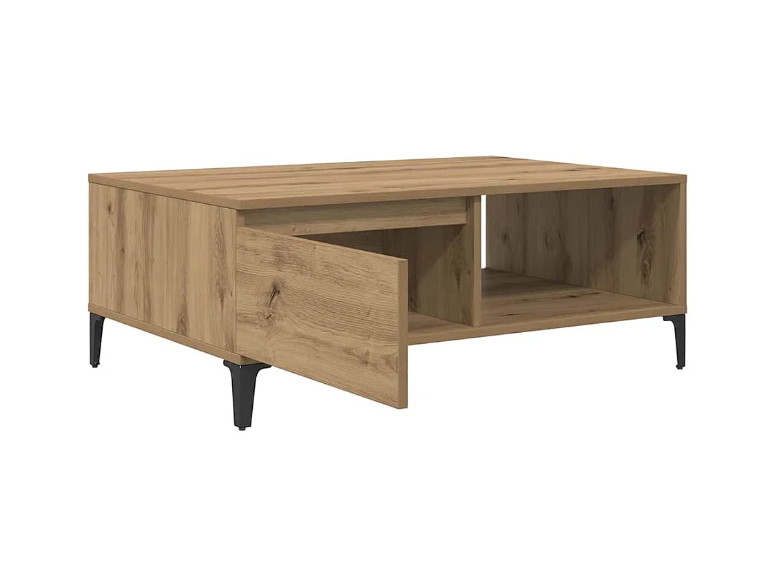 Tavolino da caffè in rovere fatto a mano 90 x 60 x 35 cm Legno ingegnerizzato