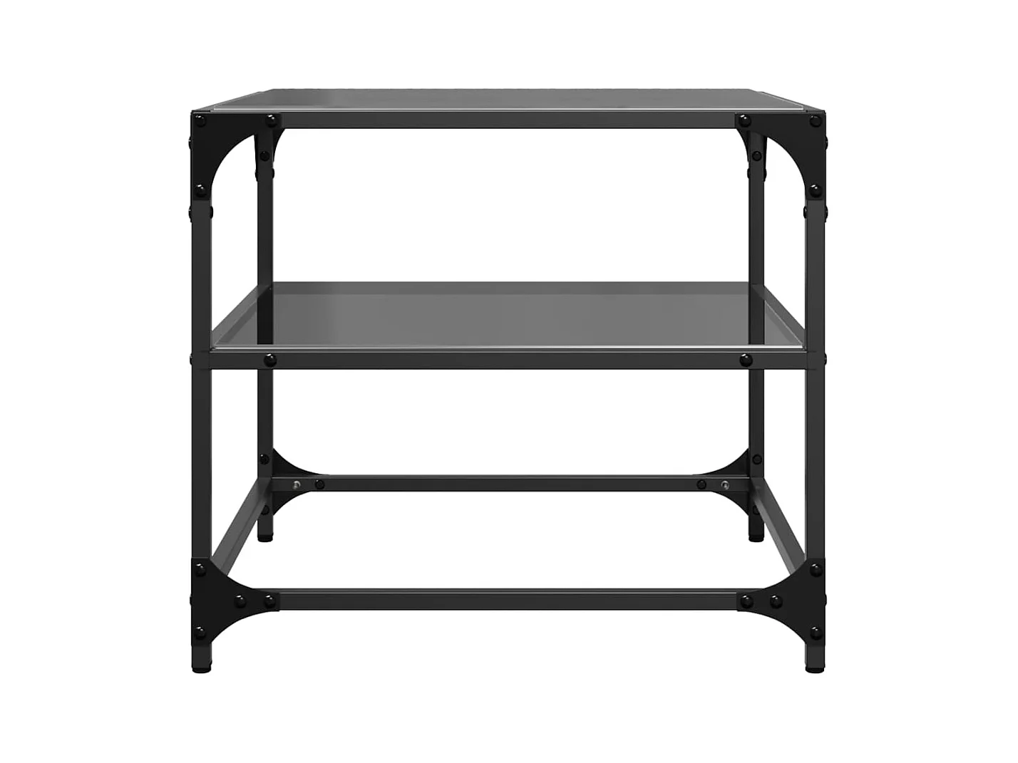 Couchtische mit schwarzer Glasplatte 2 Stk. 50x50x45 cm Stahl