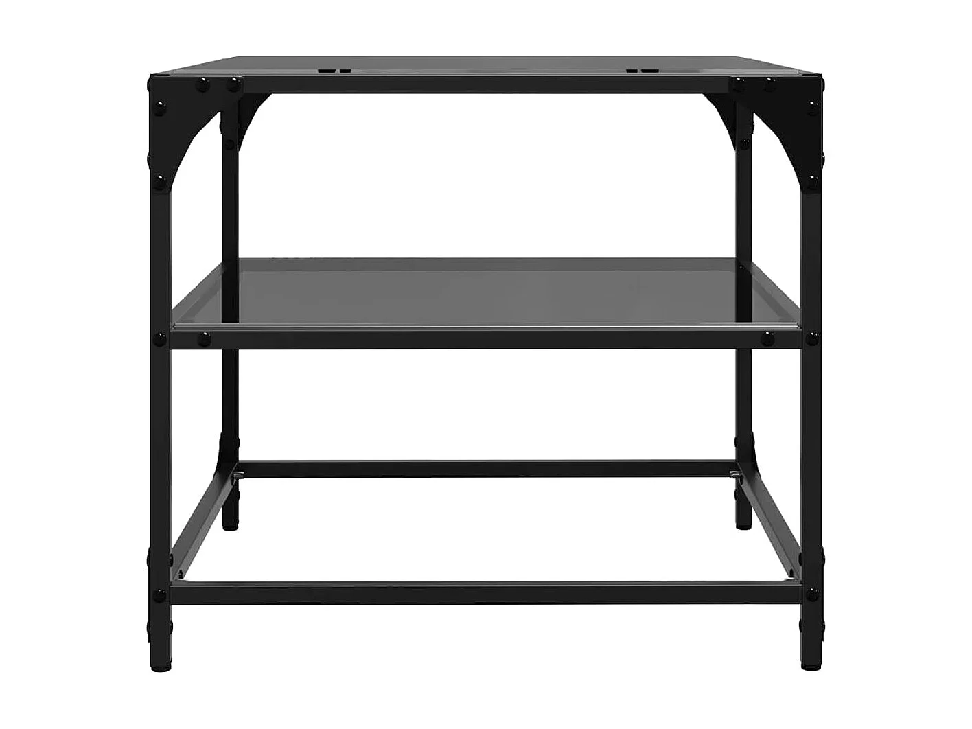 Tavolini con piano in vetro nero 2 pz 50x50x45 cm acciaio
