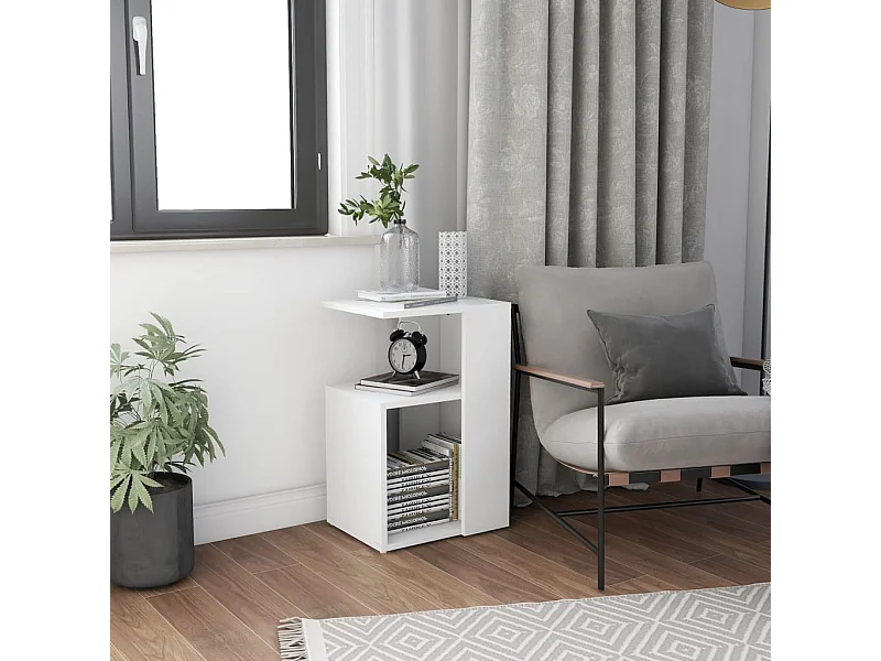 Table d'appoint Blanc 36x30x56 cm Bois d’ingénierie